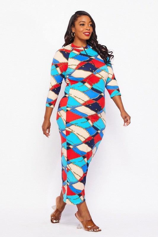 Statement Piece Maxi Dress- Blue/combo