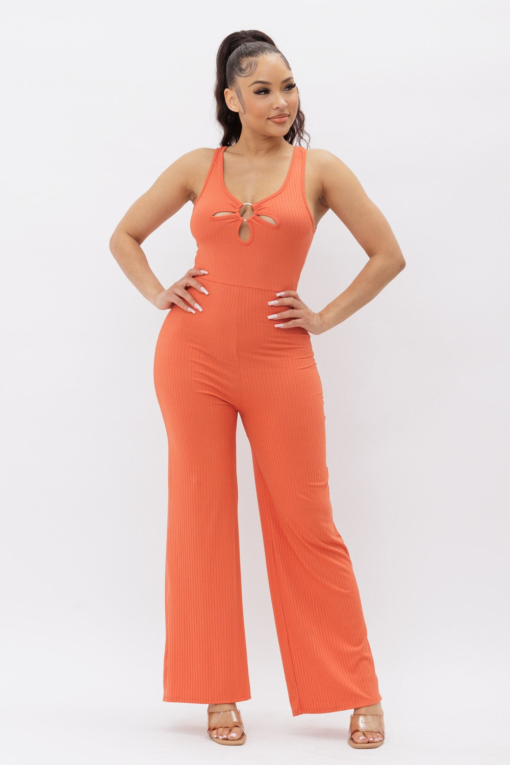 Meet Me On Vacation Jumpsuit- Orange