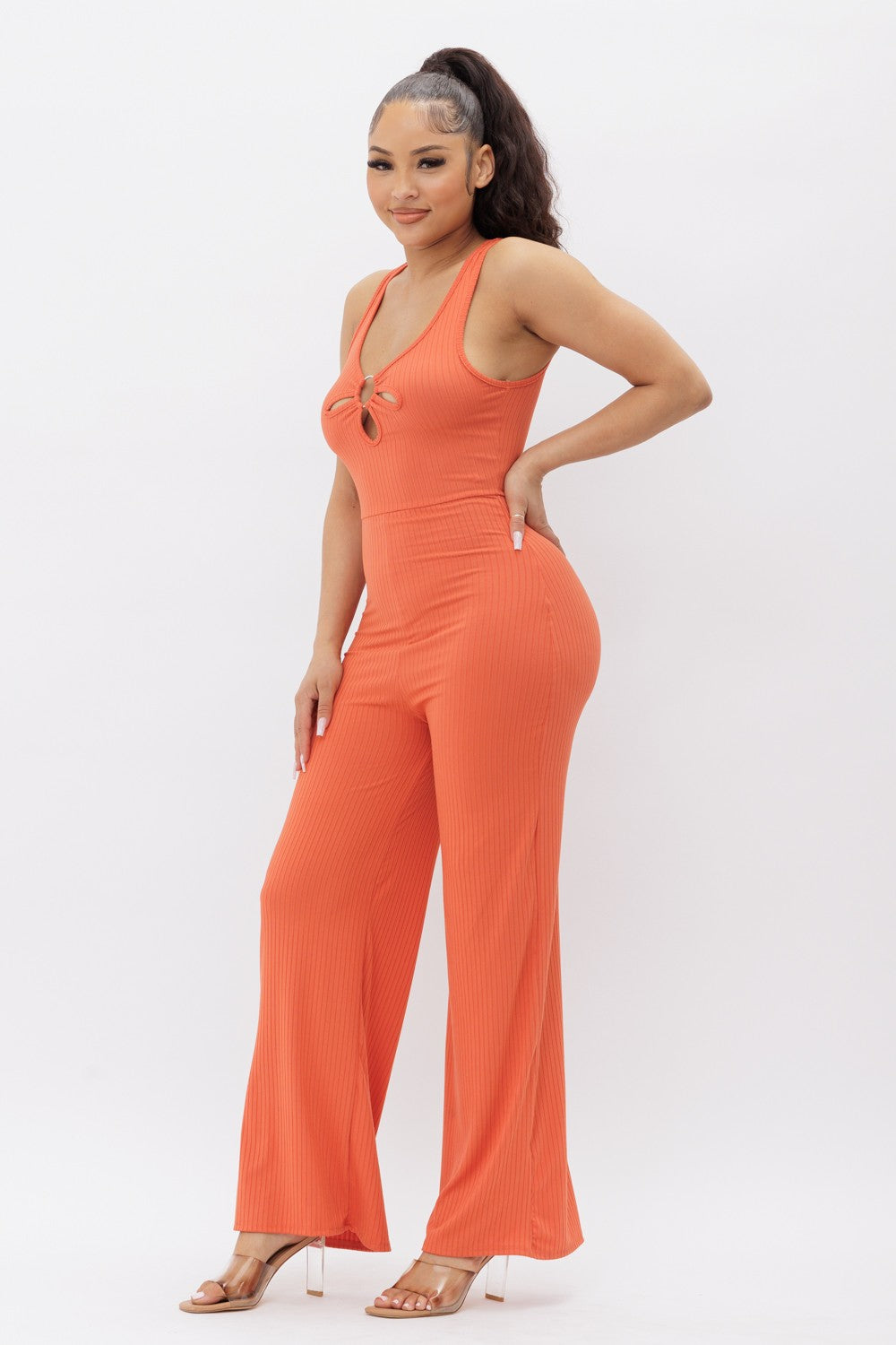 Meet Me On Vacation Jumpsuit- Orange