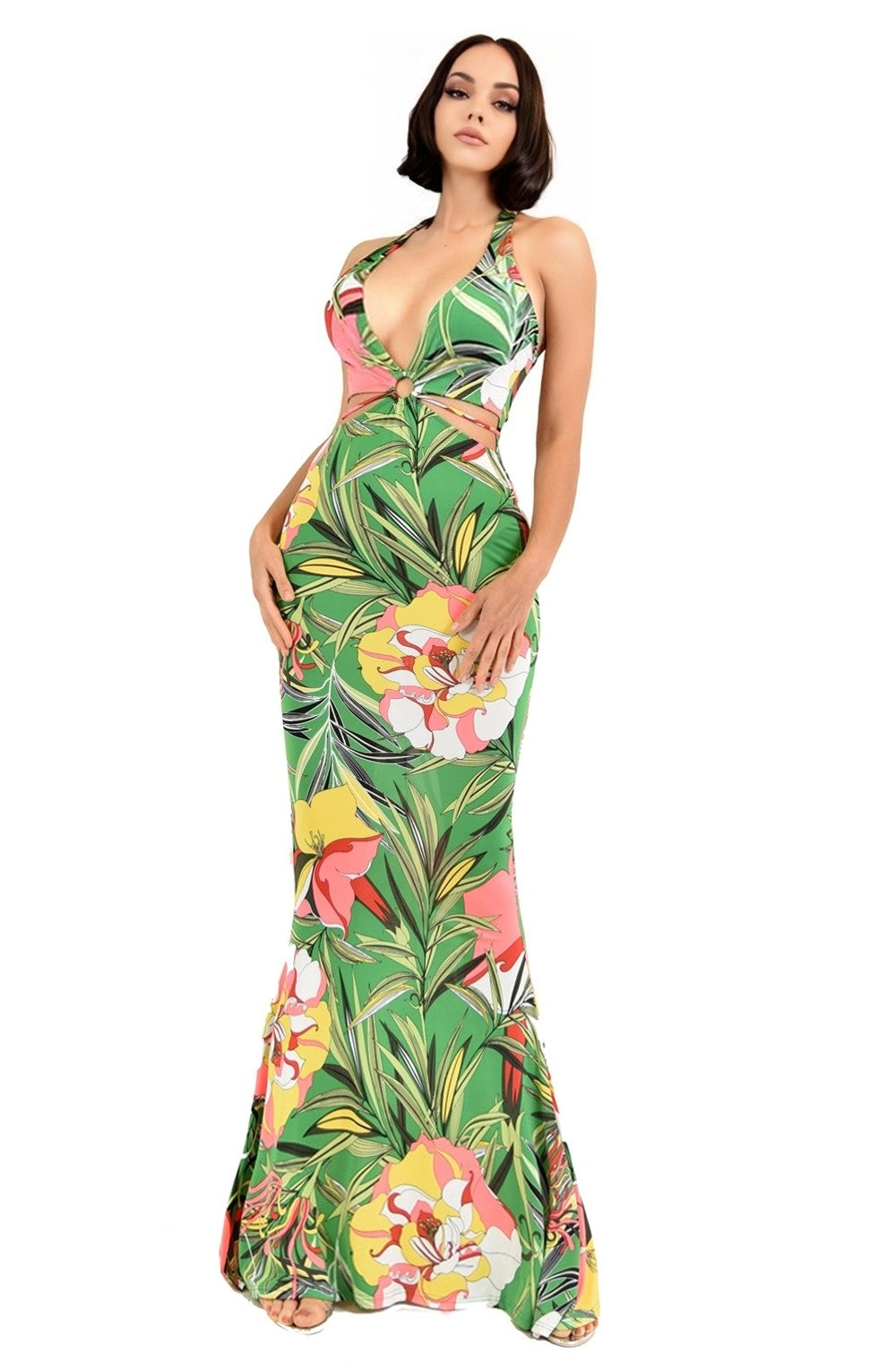 Leilani Tropical Maxi Dress- Green