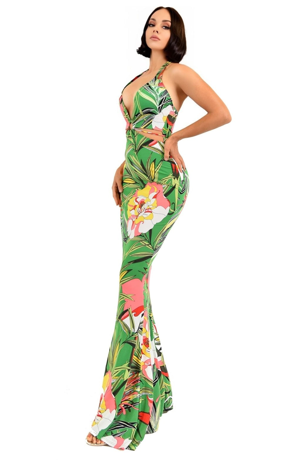 Leilani Tropical Maxi Dress- Green