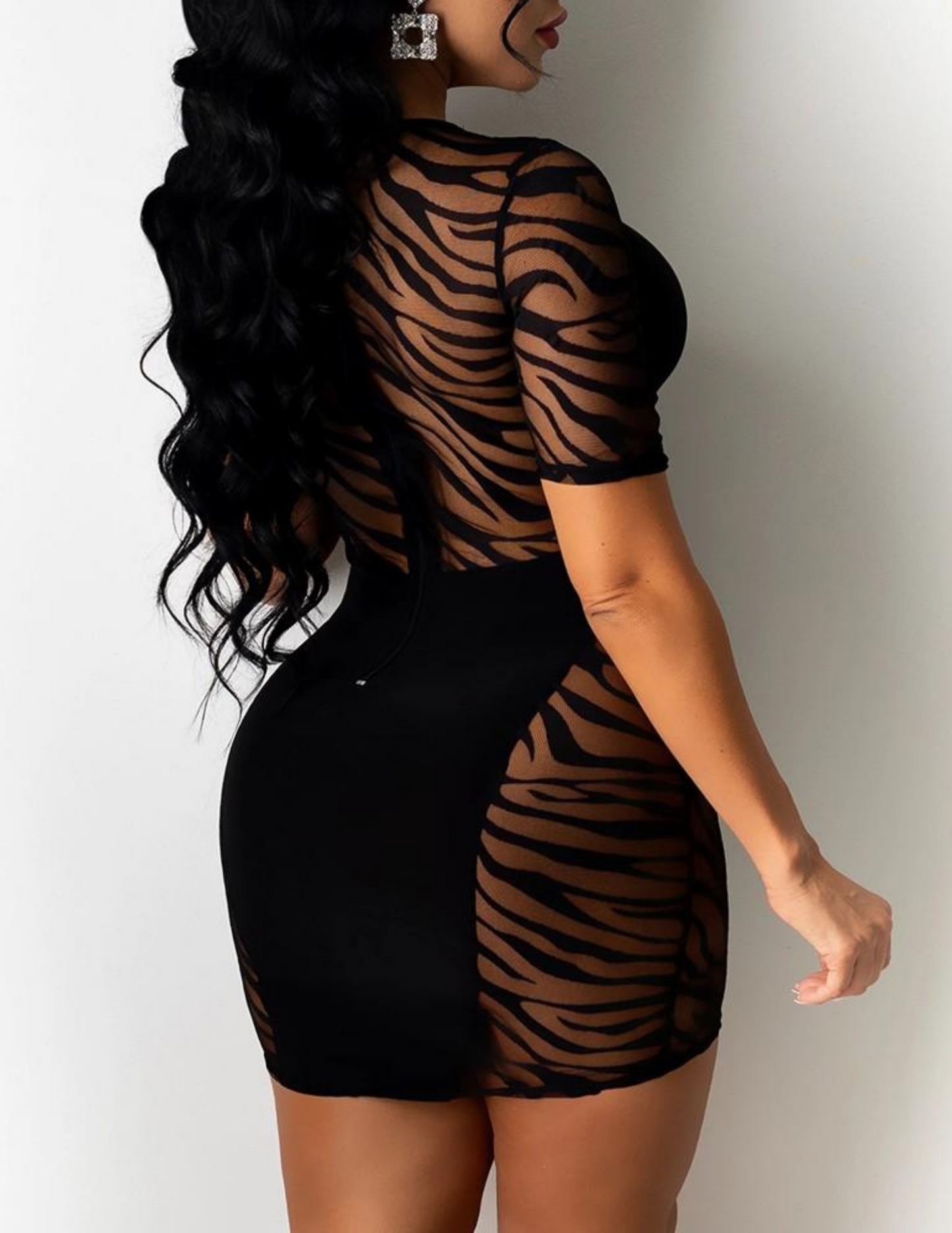 Nights Out Mesh Mini Dress- Black