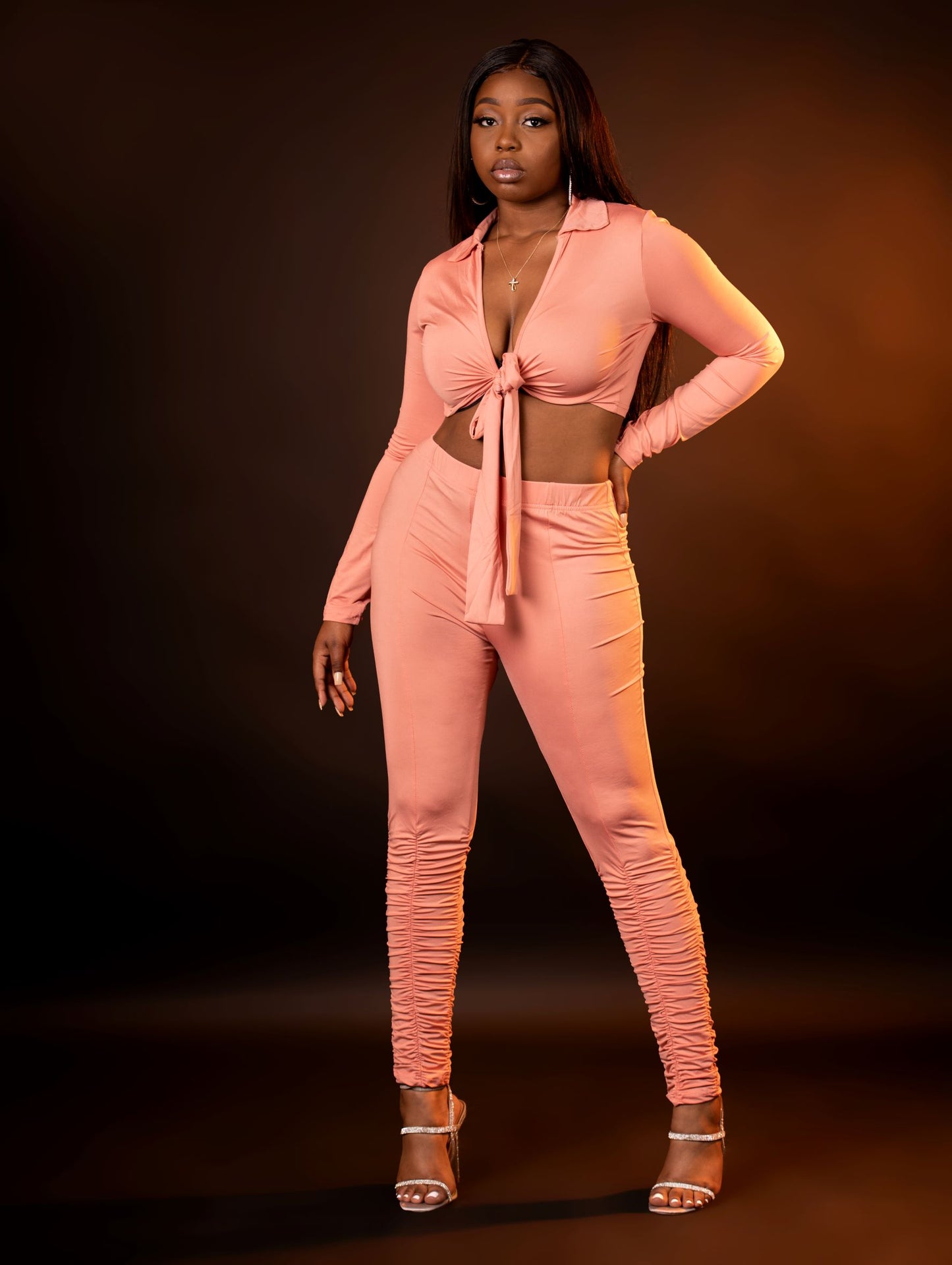 Coming In Hot Pant Set- Peach