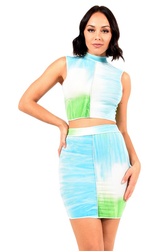 A Splash of Me Skirt Set- Blue/Green